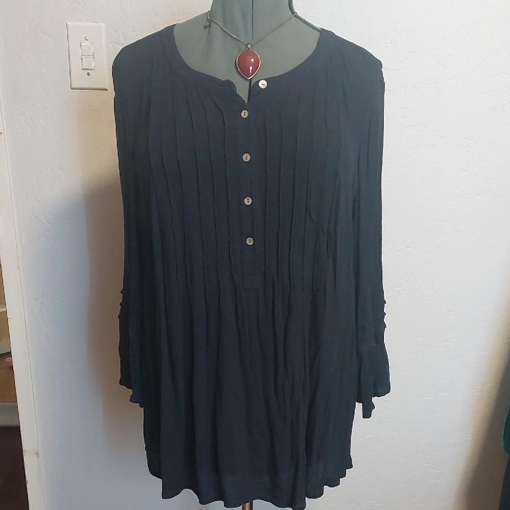 J. Jill Navy Button-Up Blouse